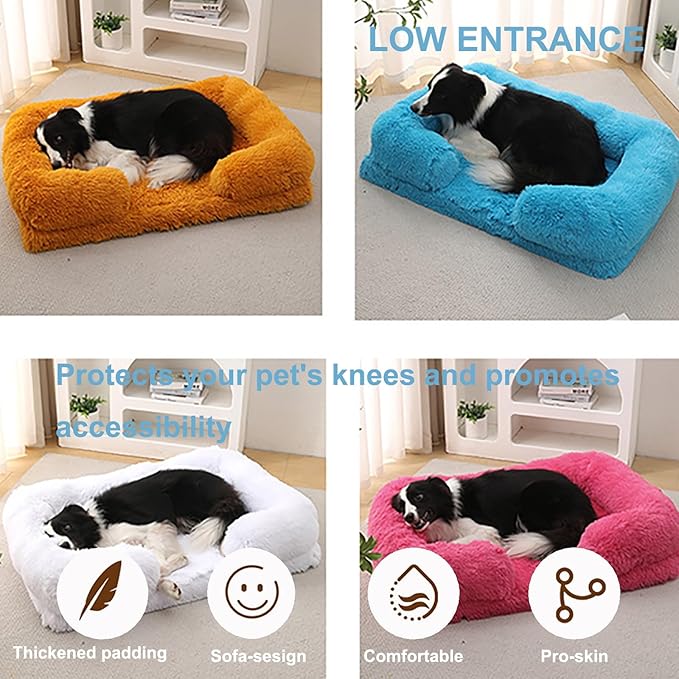 Dog Beds Large Sized dog Orthopedic, Sofa Dog Bed with Waterproof Lining and Nonskid Bottom, Rectangle Washable Dog Bed for Medium Small Dogs and Cats Comfortable ( Color : Brown2 , Size : 17 x 15" )