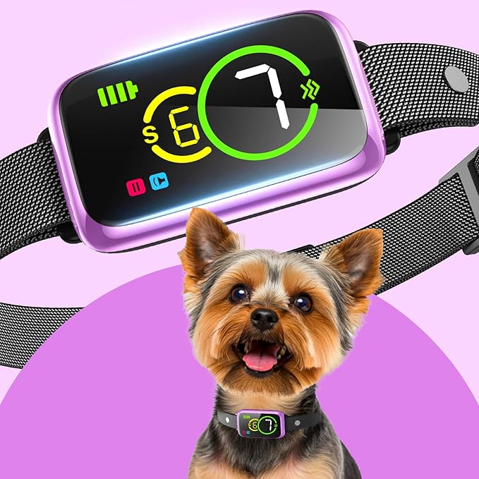 1S Stop Barking Smart Dog Bark Collar, Humane Anti Barking Device with Beep & Vibration, 7 Adjustable Sensitivity, Ultra-Light Bark Collar for Small Medium Large Dogs IP67 Waterproof Indoor Outdoor