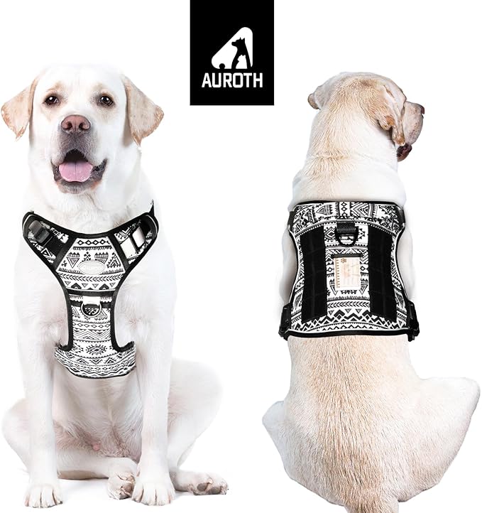 AUROTH Tactical Dog Harness for Large Dogs No Pull Adjustable Pet Harness Reflective K12 Working Training Easy Control Pet Vest Military Service Dog Harnesses