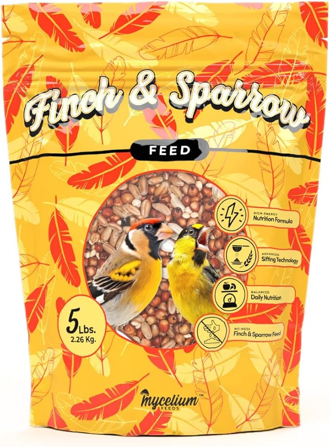 Mycelium Organic Finch & Sparrow Wild Bird Food (5 LB Bag) | Premium Seed Mix for Songbirds | Balanced Energy & Nutrition | Sifted, Low-Waste, Made in USA
