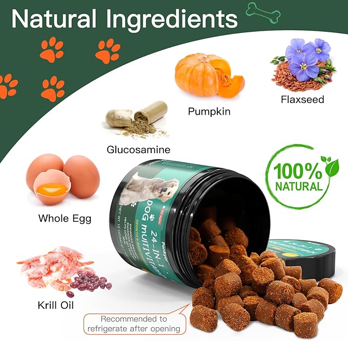 Dog Vitamins and Supplements, Senior & Puppy Multivitamin for Dogs Support with Glucosamine Chondroitin Omega Probiotics - Dog Multivitamins Chewable for Hip & Joint, Skin, Immune - (Chicken 120 Ct)