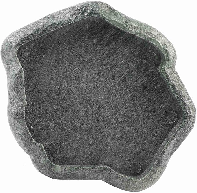 Reptile Bowl, Resin Rock Reptile Food and Water Feeder Pet Aquarium Ornament Terrarium Dish Plate for Tortoise Lizard Iguana(Dark Green S)