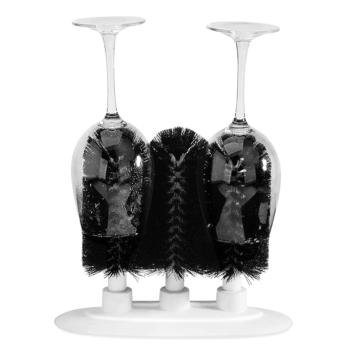 New Star Foodservice 54484 Triple Brush Bar Glass Washer - 3 Brushes - Suction Base, Non-Battery