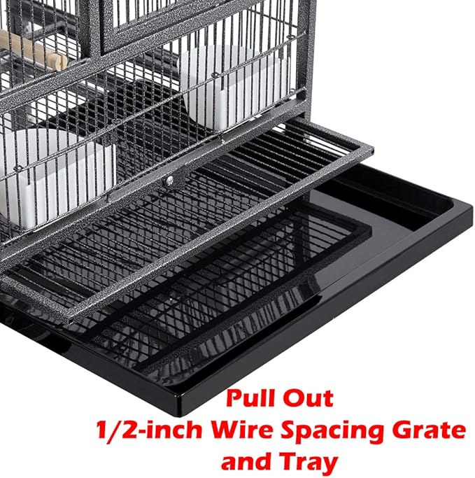 Single Stackable Center Divided Breeder Breeding Bird Flight Double Rolling Cage for Aviaries Canaries Cockatiels Finches Budgies Small Parrots (Without Stand)