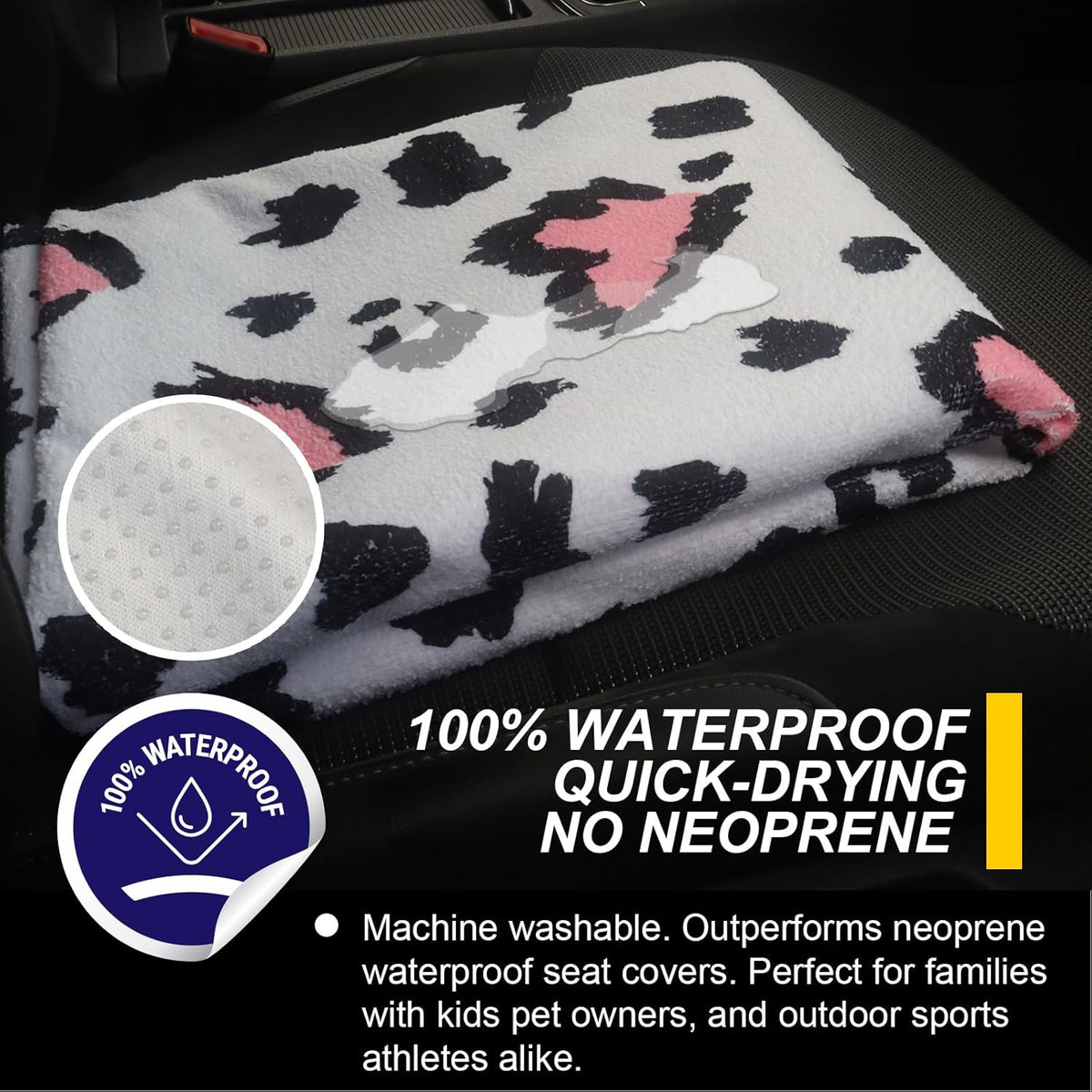 Back Seat Cover for Car Trucks Van SUV,Waterproof Rear Bench Towel Seat Covers for Dogs and Kids,Automotive Backseat Protector (Leopard Print)