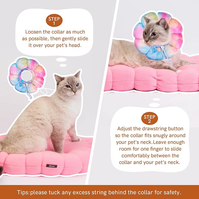 Cat Cone Collar Soft, Adjustable Cats Protective Neck Recovery Collar After Surgery