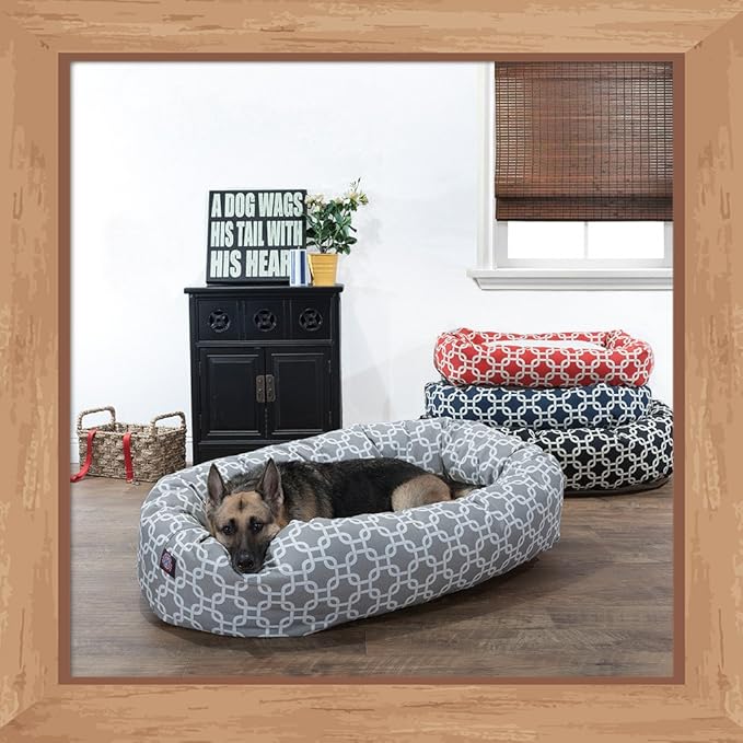 52 Inch Coral Links Sherpa Bagel Dog Bed