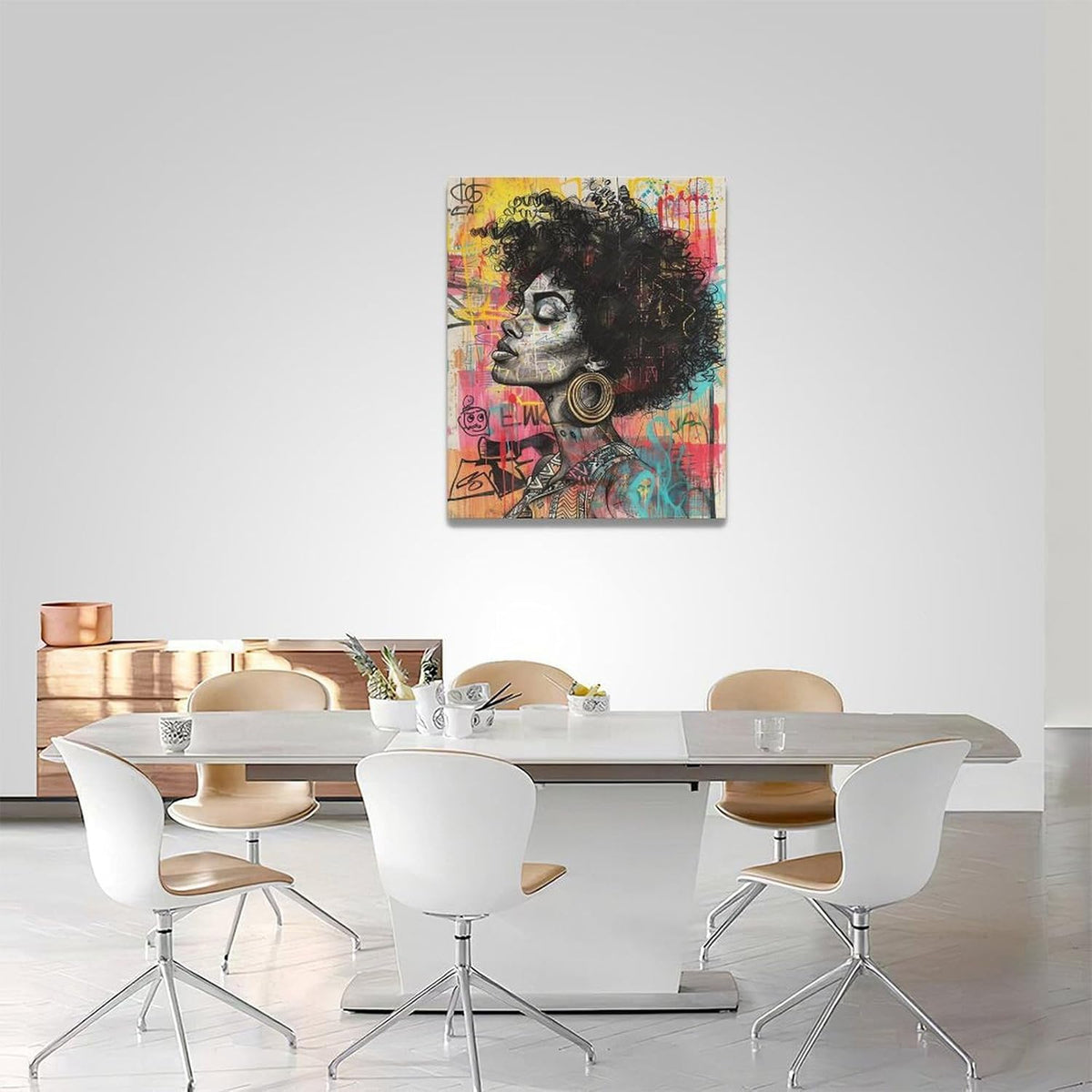 Quorin African American Wall Art Banksy Graffiti Black Woman Pictures Black Girl Wall Decor Canvas Print Painting Artwork for Bathroom Living Room Bedroom 16"x20"