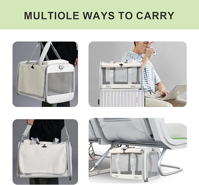 Cat Carrier and Dog Carrier is Designed for Pets Weighing up to 16 lbs.Soft-Sided,Durable and Collapsible Travel Carrier,Breathable Mesh for Ventilation,Adjustable Shoulder Strap for Comfort