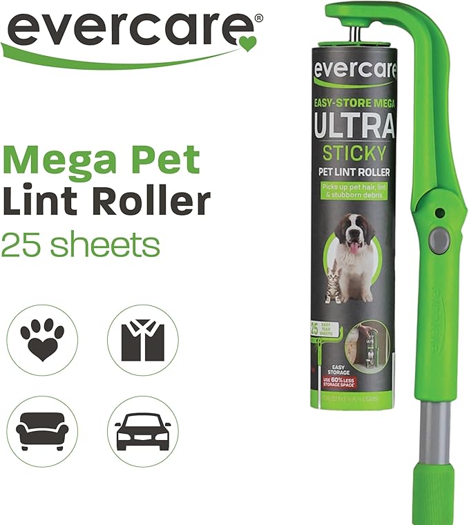 Evercare Easy-Store Mega 25 Layer Extended Handle Pet Lint Roller