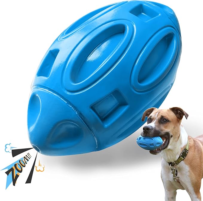 EASTBLUE Squeaky Dog Toys for Aggressive Chewers: Rubber Puppy Chew Ball with Squeaker, Almost Indestructible and Durable Pet Toy for Medium and Large Breed