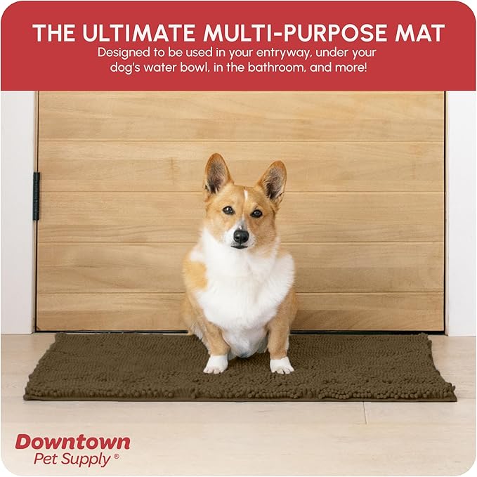 My Doggy Place Medium Microfiber Dog Mat, 31" x 20", Brown, Absorbent and Quick-Drying, Non-Slip Rubber Backed, Machine Washable