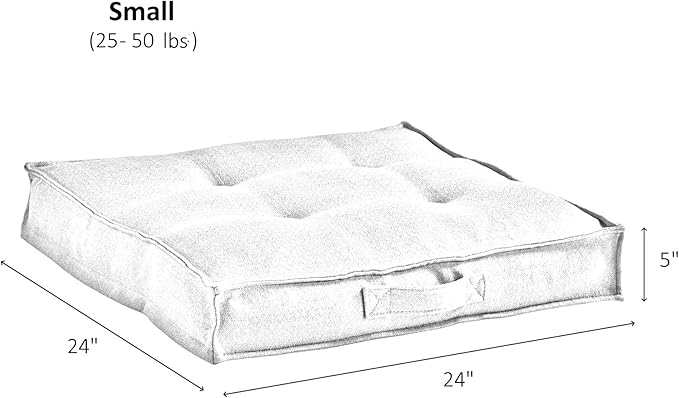 South Pine Porch Mila Square Tufted Pillow Style Dog Bed, Cream, Small (24" x 24")