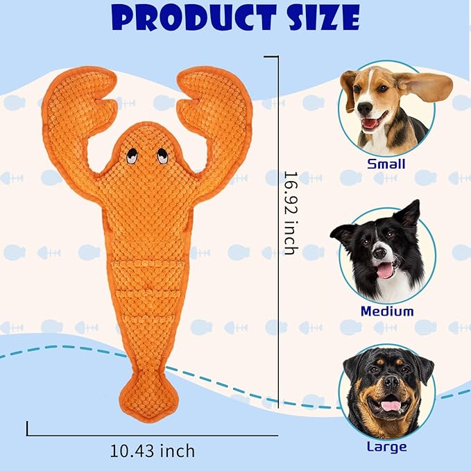 Squeaky Dog Toy No Stuffed Dog Toys,Lobster Puppy Toys for Small Medium Large Breed pups Teething Interactive Toy to Keep Them Busy, Best Christmas Birthday Gift