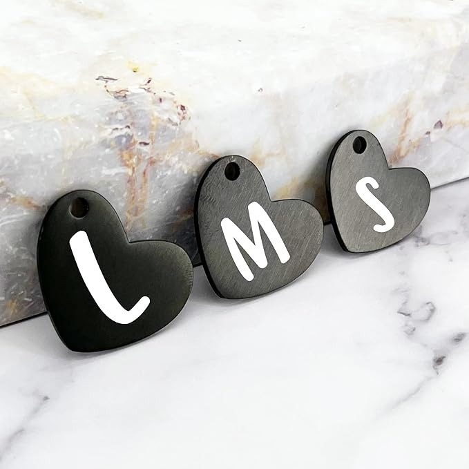 Ultra Joys Dog ID Tag, Custom Dog Tag Personalized Cat Tag, Pet ID Tag, Brushed Stainless Steel Heart Cat Tags Pet Tags Black Small