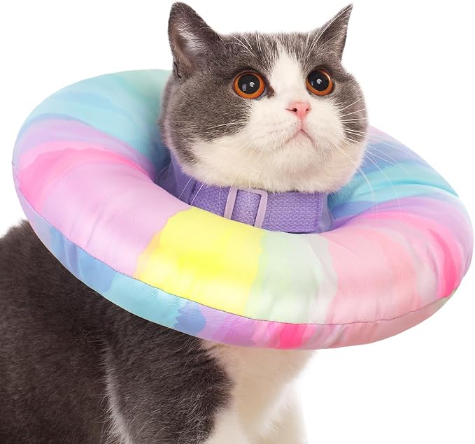 EWES Cat Cone Collar Soft S Size,Alternative Neck Cones to Stop Licking,Comfy Elizabethan Collars After Surgery Neuter,Donut Collar for Pet Cat Dog Kitten e Collar Recovery Shame