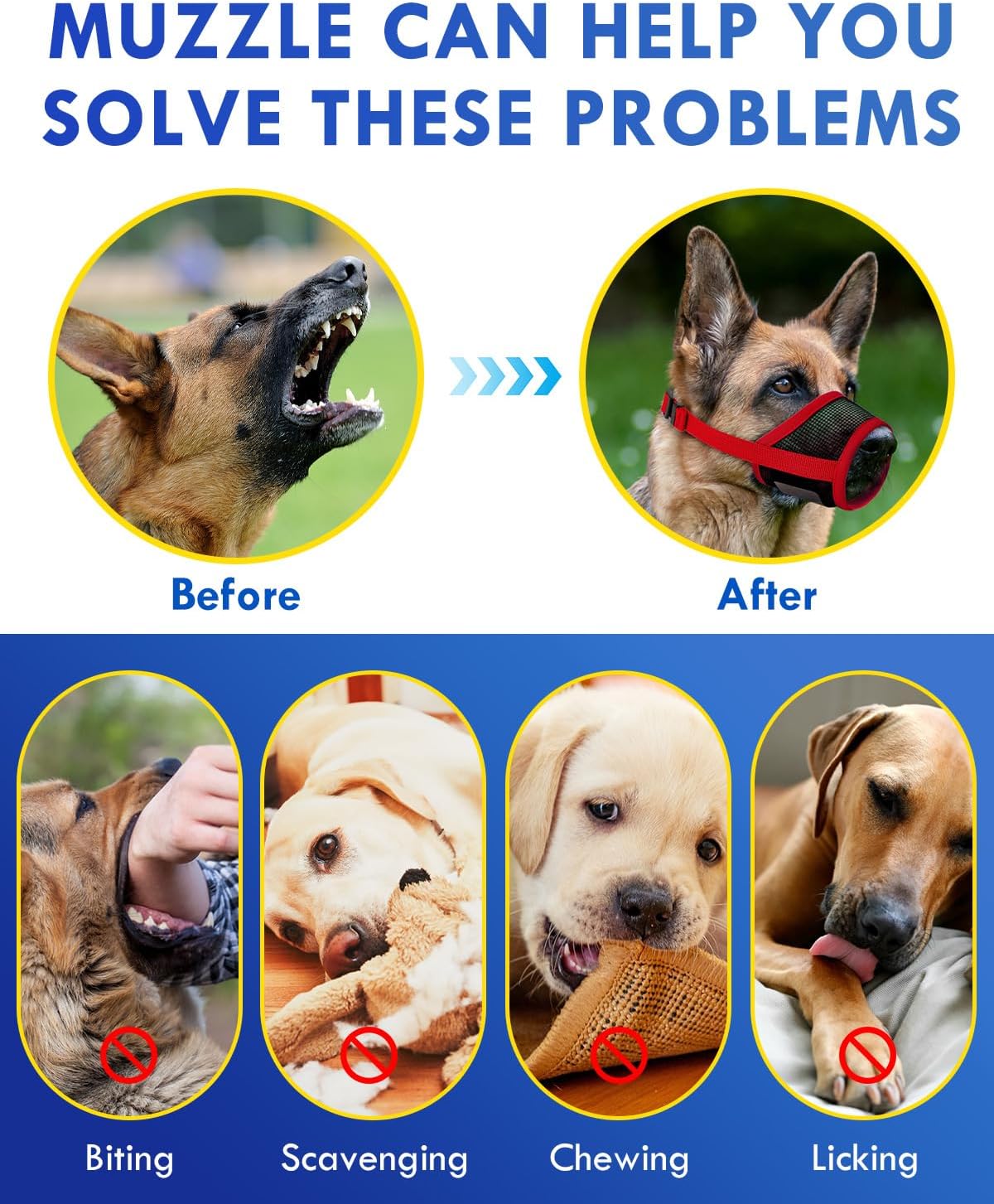 Dog Muzzle, Soft Air Mesh Muzzle for Small Medium Large Dogs Anti Biting Barking Chewing, Breathable Drinkable Adjustable Loop Pets Muzzle for German Shepherd Husky Labrador Retriever (Red,S)
