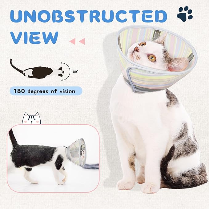 Supet Cat Cone Collar After Surgery, Soft Mesh Recovery Collar for Cats to Stop Licking and Scratching, Plastic Cone Alternative for Small Dogs, Medium, Large Cats