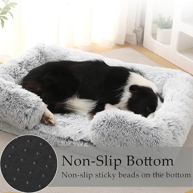 Dog Beds Medium Large Size Dog, Calming Dog Bed with Removable Washable Cover, Waterproof Lining and Nonskid Bottom(Gradient-Rose Pink,S)