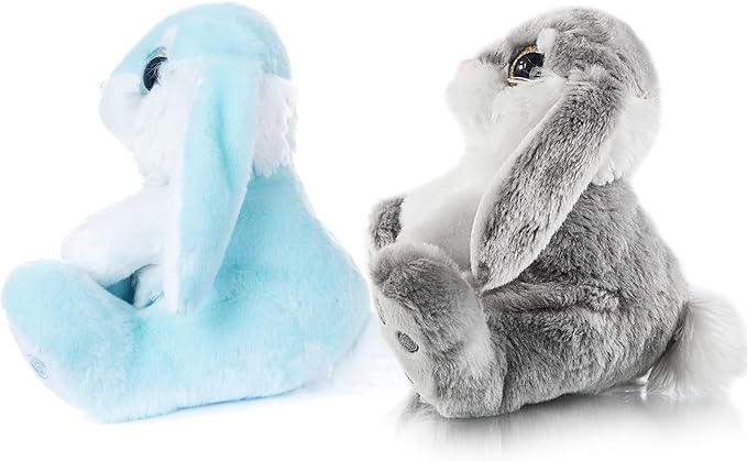 My OLi Bunny Stuffed Animal Pack of 2 Plush Rabbit 7in Stuffed Bunny with Floppy Ear Bedtime Friend Soft Toy Gifts for Girls Boys Kids, Gray & Blue