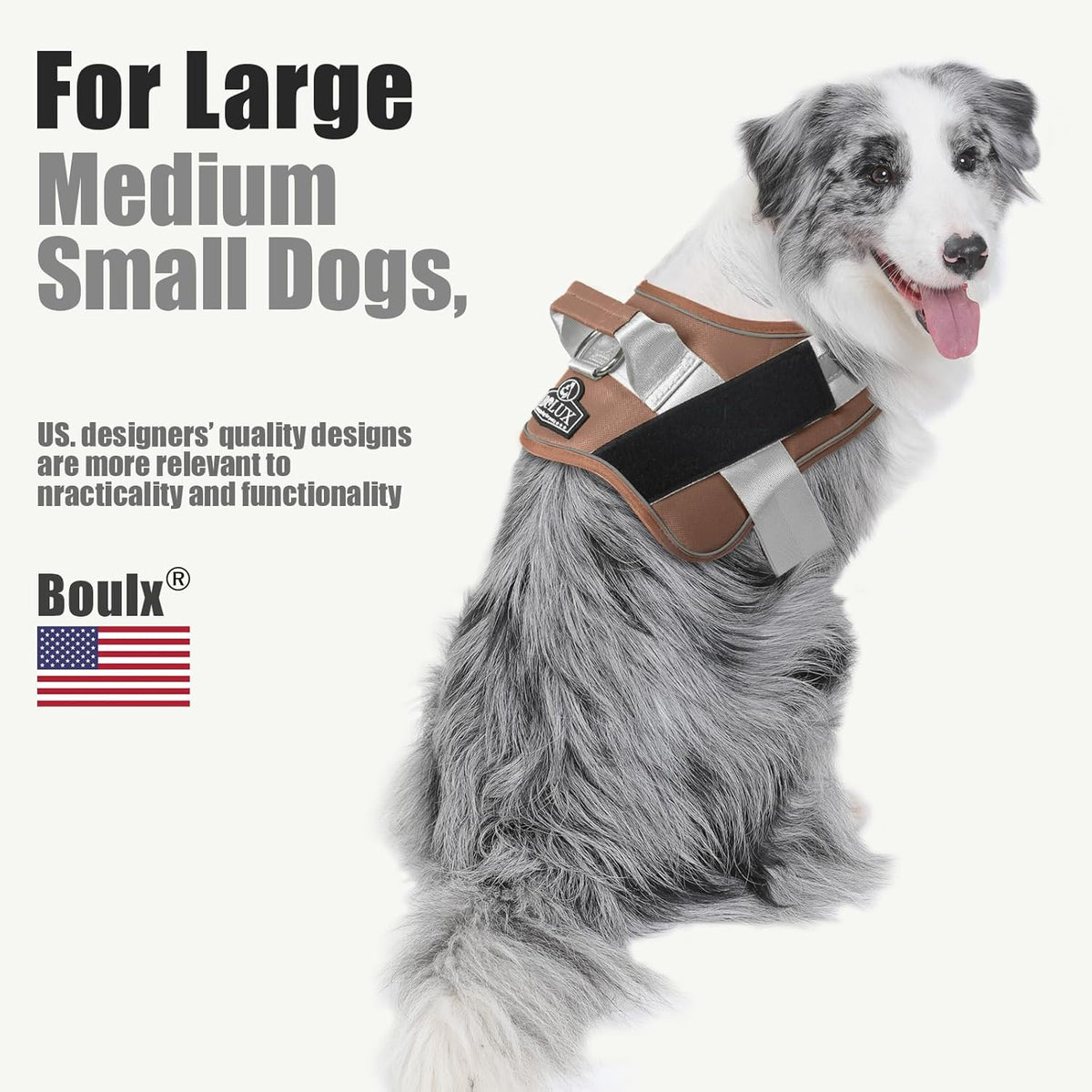 Bolux Dog Harness, No-Pull Reflective Dog Vest, Breathable Adjustable Pet Harness with Handle for Outdoor Walking - No More Pulling, Tugging or Choking