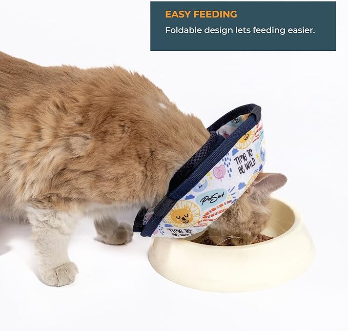 Cat Cone Collar – Colorful Cat Pattern - Lightweight Recovery Cone for Cats, Anti-Lick & Anti-Scratch, Vet Recommended, Elizabethan Collar (Colorful, XXS [Neck Girth: 7.5"-10.3"])