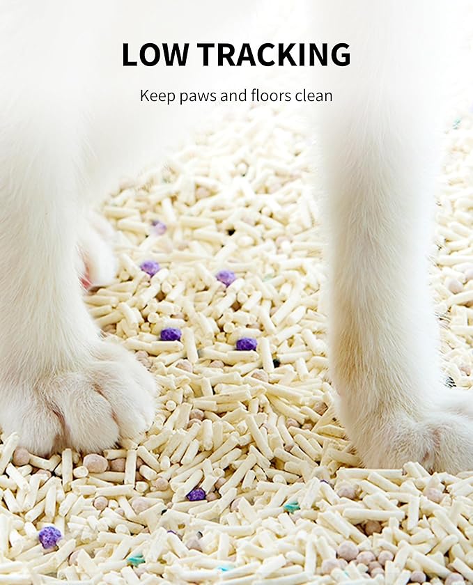 PETKIT Upgraded Clump+ Tofu Mixed Cat Litter, Water Flushable,Ultra Absorbent and Fast Drying, 100% Natural Ingredients Clumping Litter, Dust-Free Low Tracking Bentonite Litter (5.2lb×3bags)
