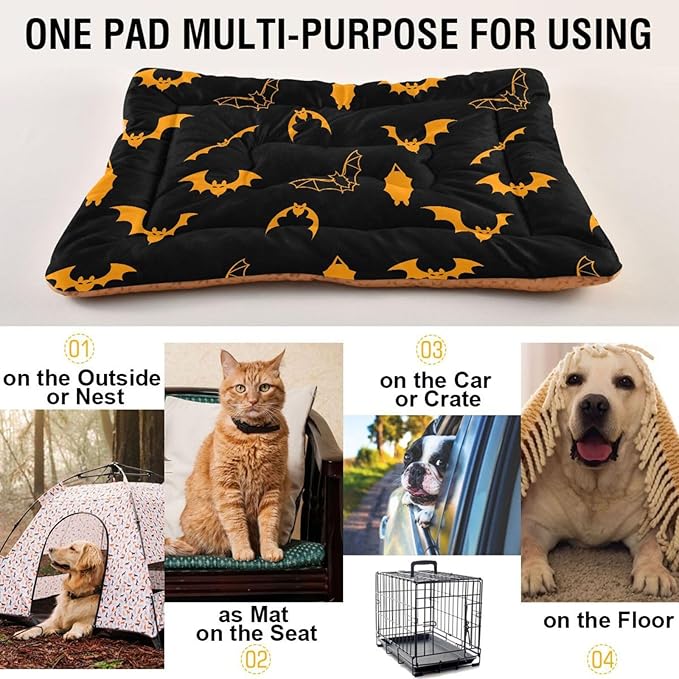 Halloween Bats Pet Bed Cute Dog Bed Mat Absorbing Non Slip Pad Pet Sleeping Mat for Small, Medium, and Large Dogs Puppy Cat 24 in x 18 in