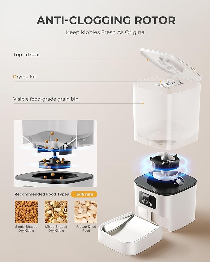 Automatic Cat Feeder with Camera,Adjustable Camera 5G/2.4G WiFi Timed cat Feed, auto cat Feeder, Automatic Pet Dispenser with HD Night Vision