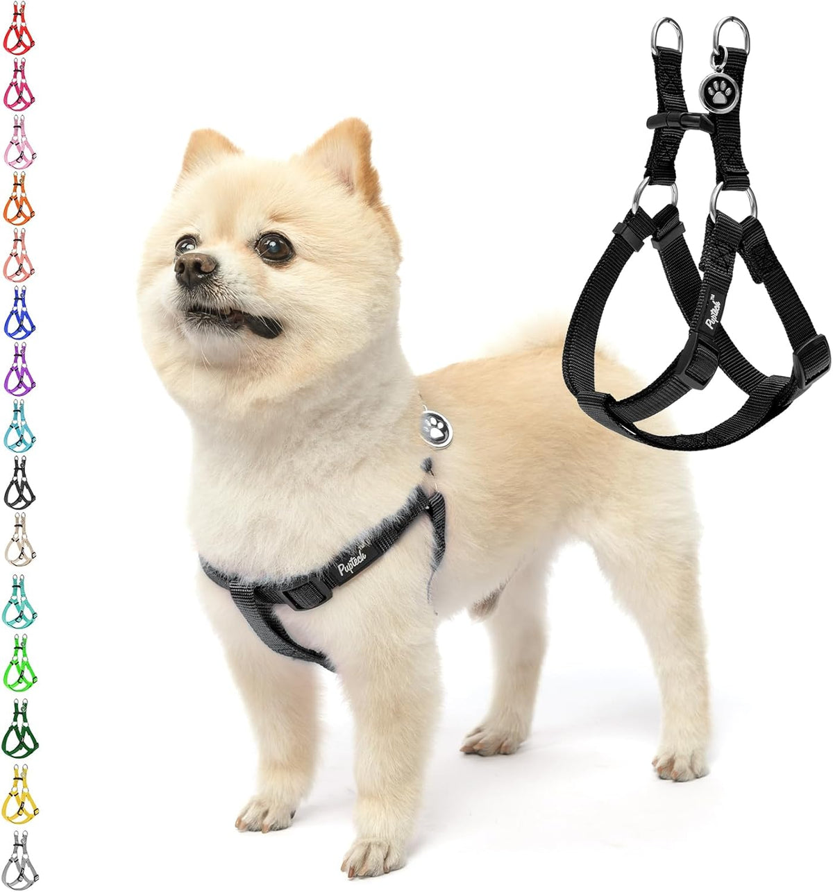 PUPTECK No Pull Dog Harness Soft Adjustable Basic Nylon Step in Puppy Vest Outdoor Walking with ID Tag X-Small