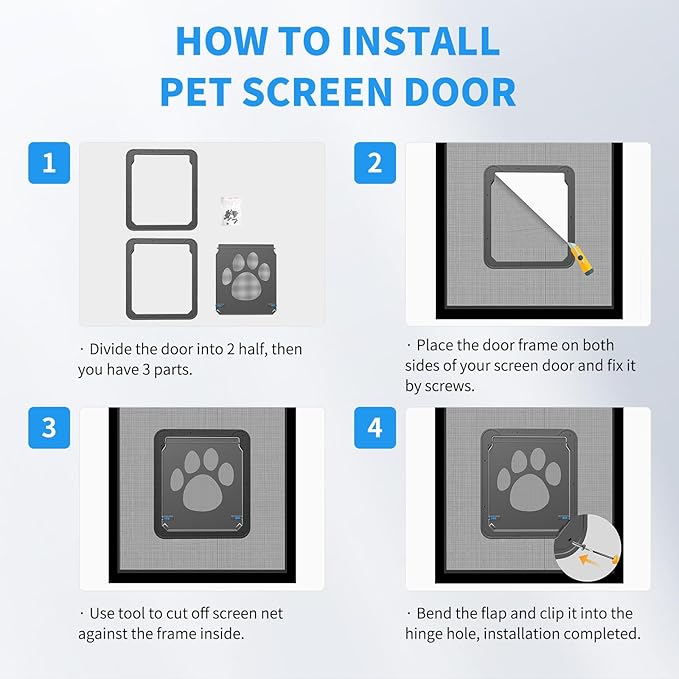 NAMSAN Dog Screen Door, Flap Opening 12 x 14 inches, Dog Door for Screen Door, Magnetic Self-Closing Large Pet Door for Sliding Door, Screen Door with Doggie Door Built in, Lockable, Black