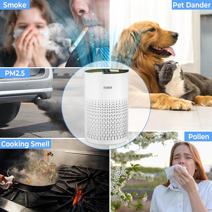 FITNATE Air Purifiers for Home Large Room Up to 1076 Ft² with Aromatherapy, H13 True HEPA Air Purifier for Pets, Quiet Air Cleaner for Smoke Dust Pollen Pets Dander Odor, with Night Light,Timer, White