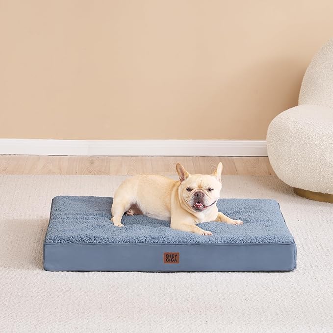 EHEYCIGA Orthopedic Medium Dog Beds for Small Dogs with Removable Washable Cover for Crate, Spa Blue, 30x20