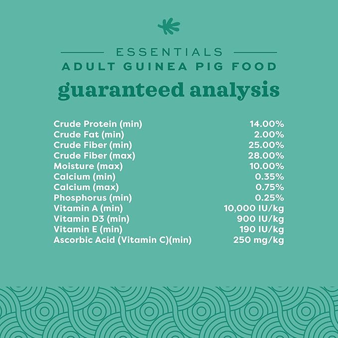 Oxbow Essentials Guinea Pig Food, Adult Guinea Pig, Made with Oxbow Timothy Hay, Pet Food Pellets with Vitamin C, Small Animal Pet Products, Made in USA, High Fiber, 5 lb. bag