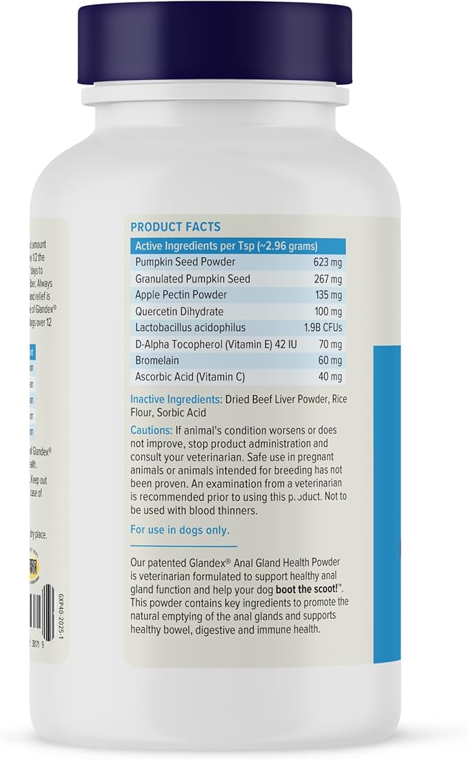 Vetnique Glandex Dog Fiber Supplement Powder for Anal Glands with Pumpkin, Digestive Enzymes & Probiotics - Vet Recommended (Regular or Advanced Strength) - Boot The Scoot (4.0oz Powder, Beef Liver)