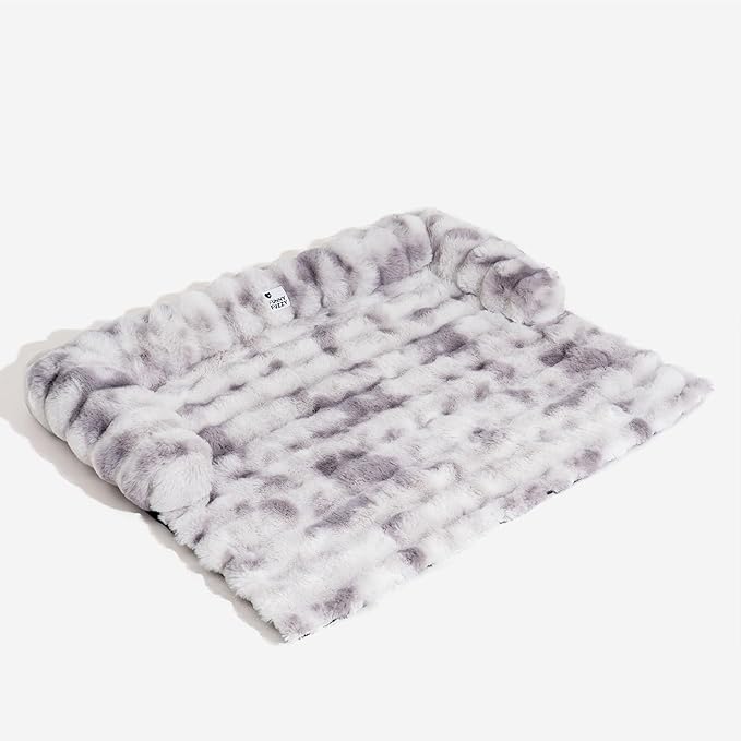 FUNNY FUZZY Pet Fluffy Fuzzy Couch Cover, Calming Washable Dog Bed Sofa Protector Pets Mat for Small Medium Dogs and Cats (Tie-dye Grey,33.45 × 28.35 × 5.51 in)