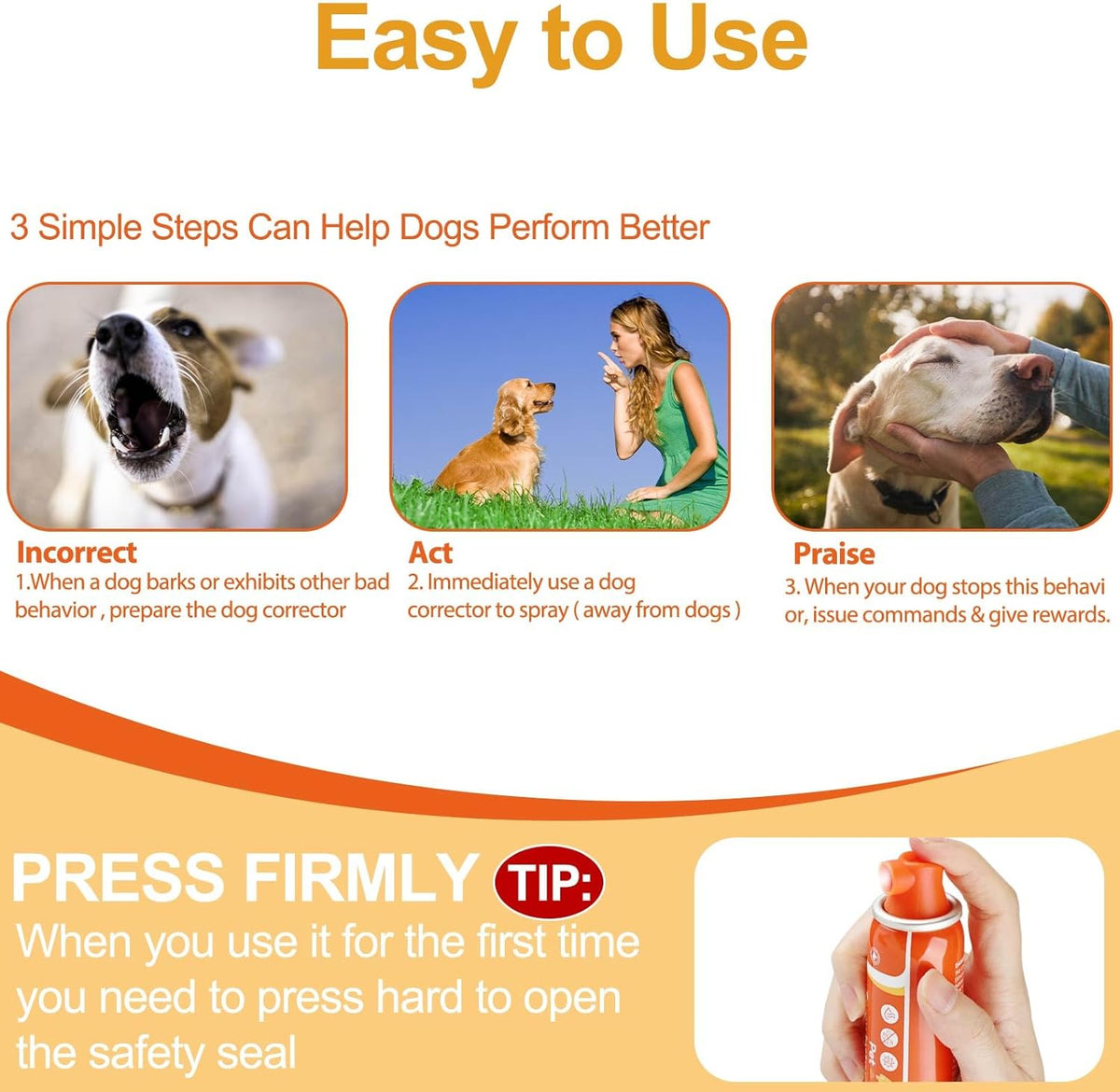 Corrector Dog Trainer Spray 80ml 6 Pack Dog Corrector Spray Dog Trainer for Dog to Stops Barking, Jumping Up, Food Stealing, Dog Fights, Avoidance, Unwanted Dog Behaviour(Orange)