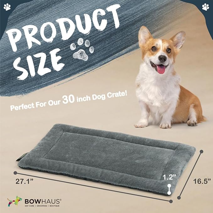 27.1" x 16.5” Machine-Washable Fluffy Dog Bed for 30" Kennel, Soft Crate Mat with Non-Slip Bottom, Cozy Pet Pad for Sleeping, Small, Medium Dog Kennel Flat Bed