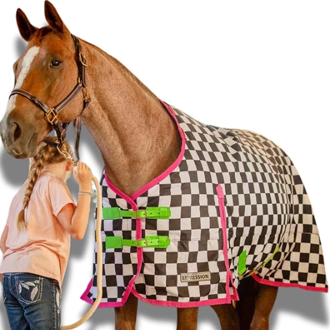Jeffers Expression 1200 Denier Standard Neck Turnout Sheet, Skater Cowgirl, 84"- Waterproof, Breathable Horse Sheet with 0g Polyfill, No Insulation - Ideal Protection for Wind & Rain, Light Weight