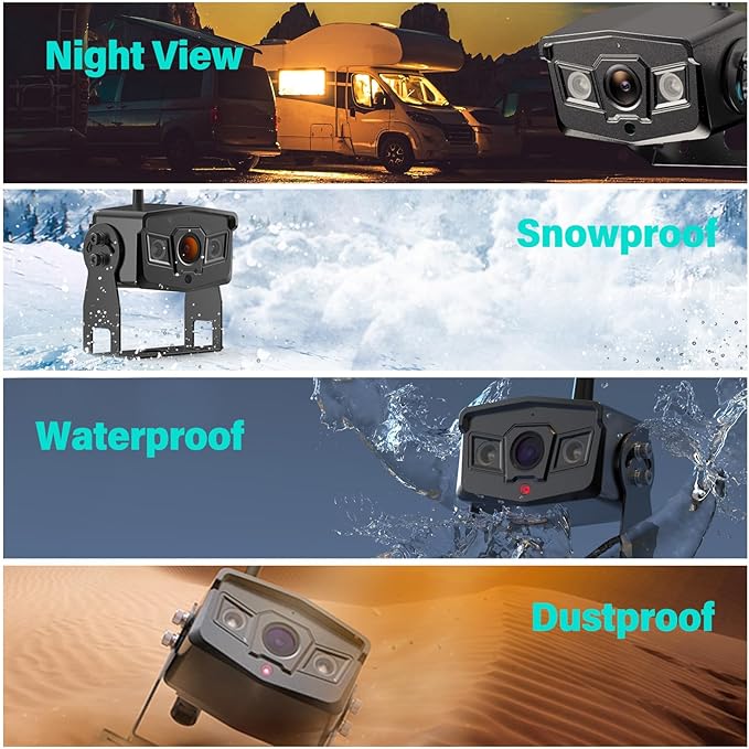 Wireless Backup Camera, 9 Inch HD 1080P Loop Recording Monitor with 2 Rear View Camera System for Cars, Trucks, RV, Trailers, IP69K Waterproof 152° View Camera, Stable Wireless Signal (W902)