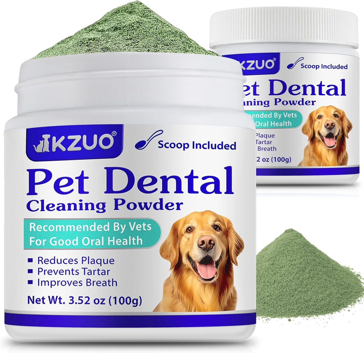 Dog Teeth Cleaning Powder - Dog Dental Powder - Targets Tartar & Reduces Plaque & Bad Breath - Teeth Cleaning Made Easy Eliminate - Formulated for Small, Medium, Large Dogs (2PCS)