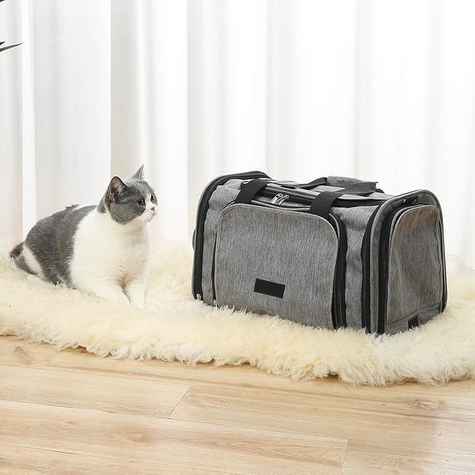 Pet Carrier Bag for Small Medium Cats Dogs Puppies up to 26 Lbs,Steel Frame Dog Carrier,pricacy-Oriented cat Carrier,Collapsible pet Carrier for Easy Storage (Black, Large:20.9"X12.6"X12.6")