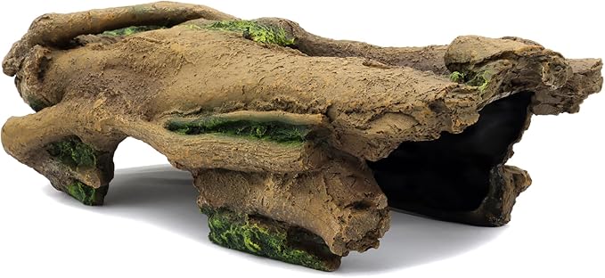 JIHAQUA Aquarium Resin Bark Terrarium Decor, Lizard, Snake or Reptile Hide,Lizard, Spider and Aquarium Fish Hide Cave (Large Bark B)