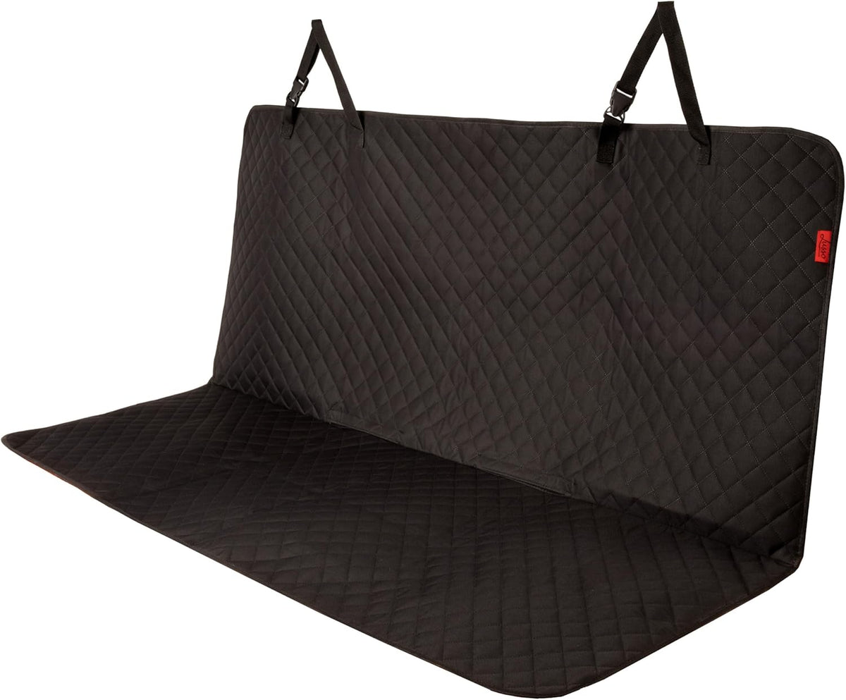 Lusso Gear Dog Car Seat Cover - Non-Slip Waterproof Back Bench Protector for SUV, Car, Truck - Basic Edition Black for Dogs - Camping Gear - Back Seat Covers for SUV