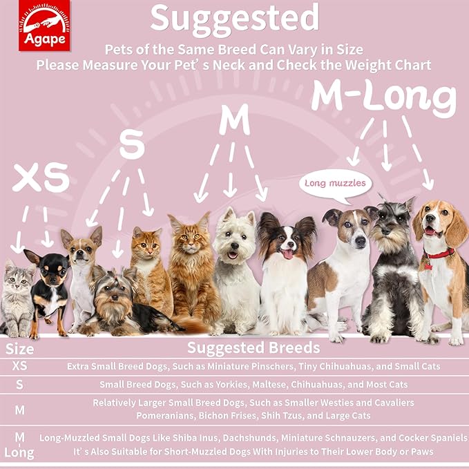 Agape Soft Dog Cone for Small Dogs & Cats, Comfy Dogs Recovery Collar After Surgery, Adjustable E Collar Alternative to Stop Licking, Protective Elizabethan Cones for Pup&Kitty, Comfortable Dog Cones