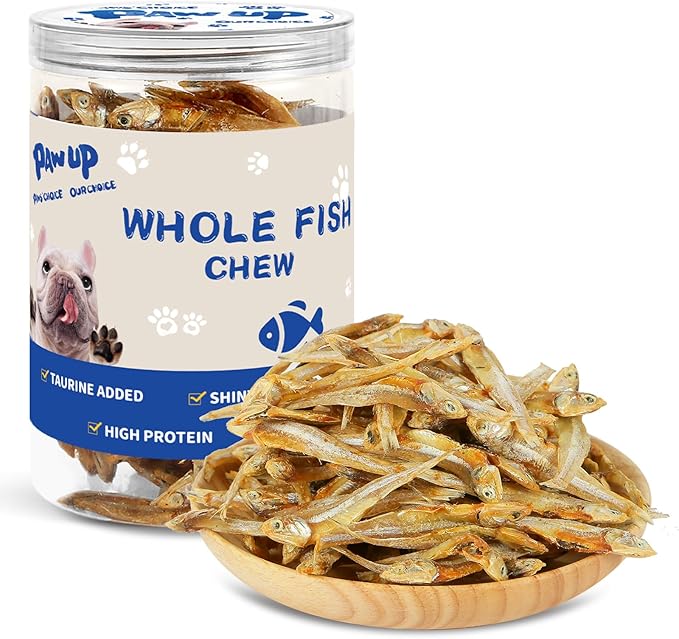 Whole Fish Treats for Dogs Cats, Air Dried -100% Wild-Caught Fish Treat, Only Two Ingredient, High in Protein and Omega-3, 8oz