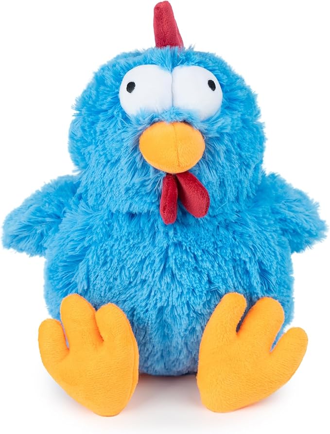 Best Pet Supplies Interactive Squeaky Dog Chew Toy, Ideal Dog Toys for Chewers, Small, Medium & Large Dogs, and Fetch Lovers - Cluck (Blue), Large