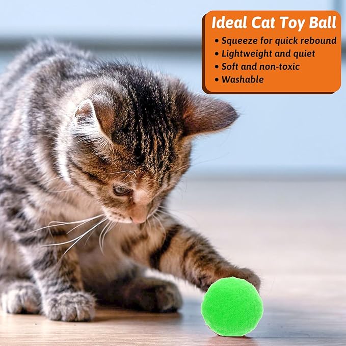 50 Picecs 1 Inch Cat Toys Balls Kitten Cat Pom Pom Balls Soft Cats Puff Ball Toys Rolling Interactive Fuzzy Cats Toy Ball Play Toy for Exercise, Creative Crafts Decorations Assorted Color