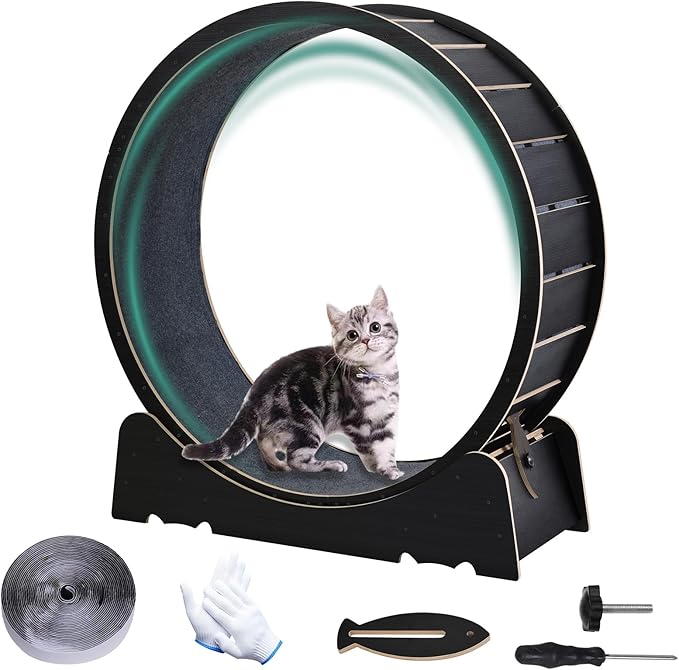 Large Cat Exercise Wheel 40 Inch Treadmill Exerciser for Indoor Cats Love Kitty Running Toy Walking Training for Fitness Weight Loss Device Suitable for Most Cats Physical Exercise Activity