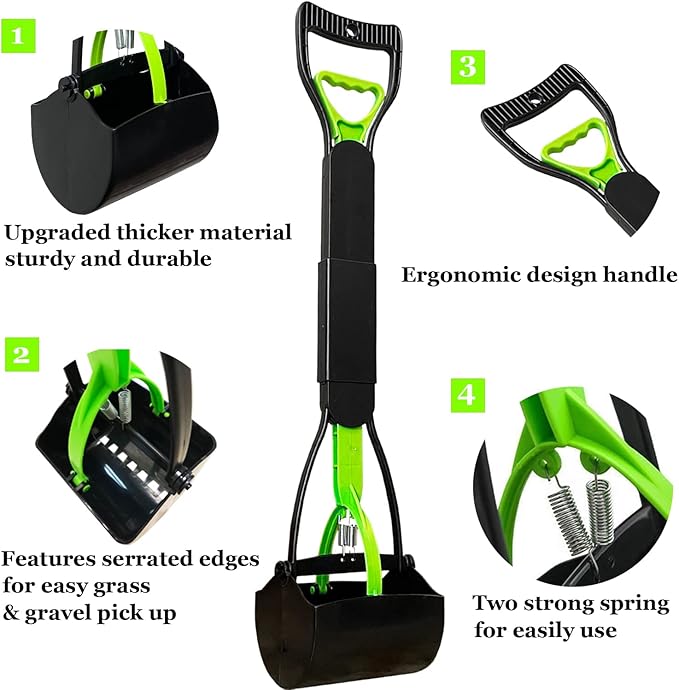 28" Large Pooper Scooper for Dogs, Heavy Duty Poop Scooper for Large Medium & Small Dog, Pet Dog Pooper Scooper for Grass & Gravel Pick Up